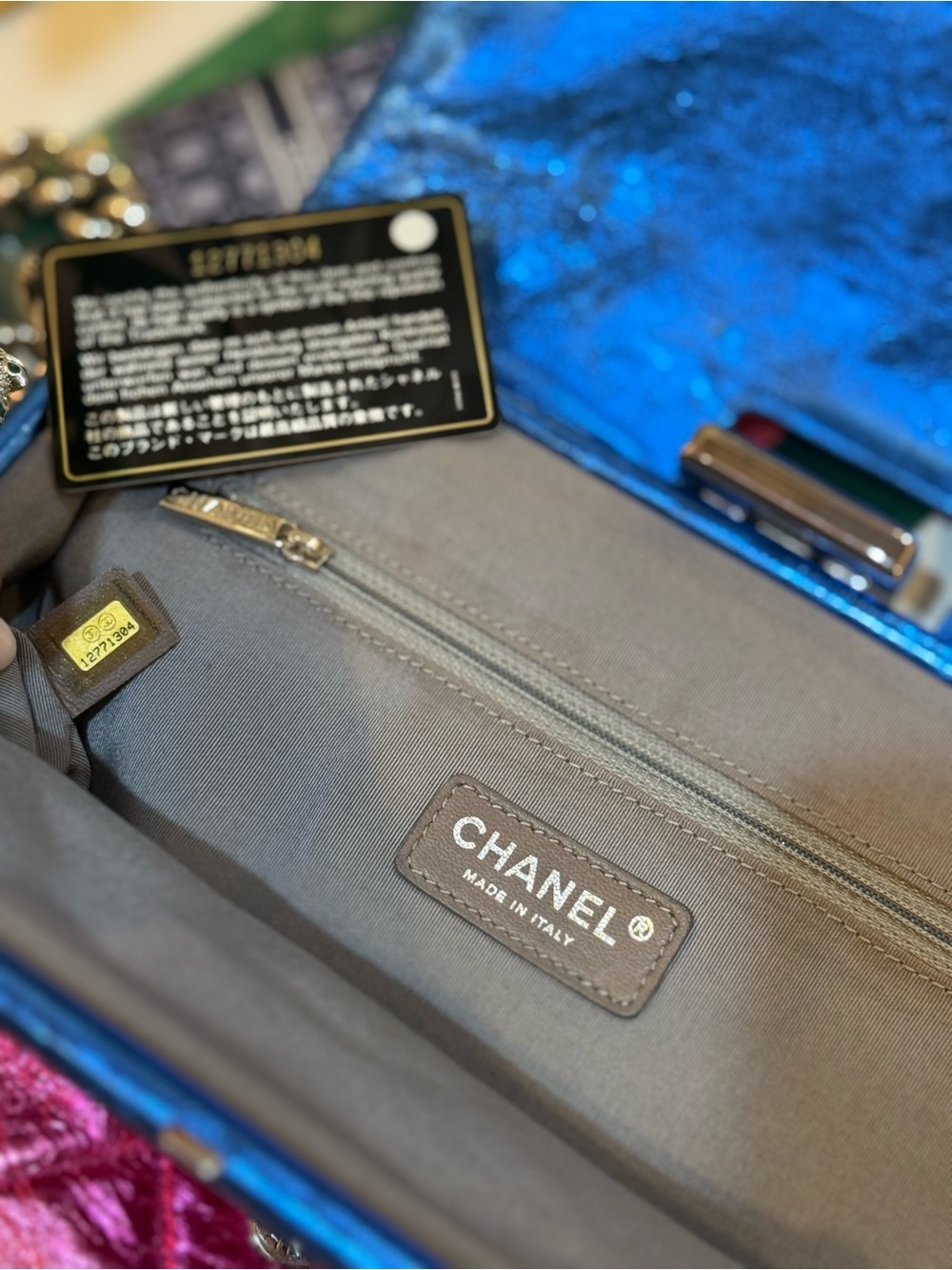 CHANEL Metallic Blue and Pink Quilted Flap Crossbody Bag - Picture 13 of 16